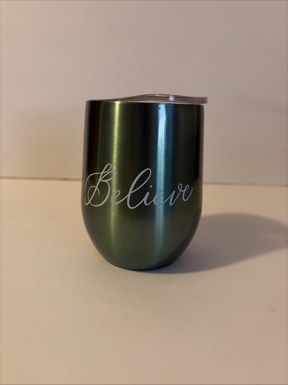 Lucky Star Tumbler Cup BELIEVE Metallic Green Plastic Lid China
